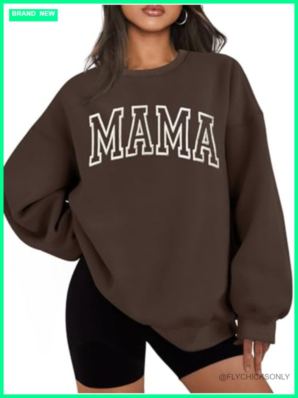 Oversized Fleece Lined Mama Sweatshirt Crewneck Pullover Long Sleeve Embroidered